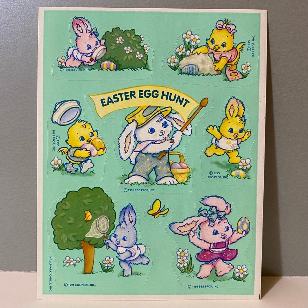Vintage Hallmark Easter Egg Hunt Bunnies Chicks Stickers